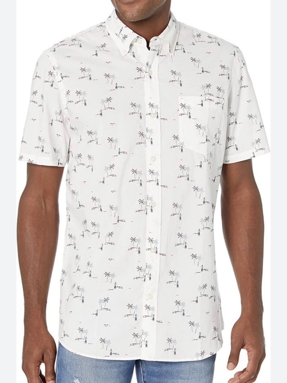 Goodthreads Standard-fit Short-Sleeve Printed Poplin Shirt Aloha Button Men XXL